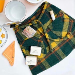 🌼Cloak and Dagger wool plaid Birkin wrap mini skirt🌼
